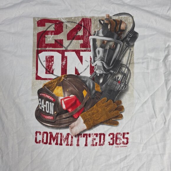 Firefighter Shirt Mens Large White Brotherhood Fireman white Vintage Y2K 2002 - Picture 2 of 14